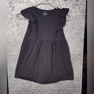 H&M Black Flounce-Trimmed Jersey Dress Girls Size 5-6